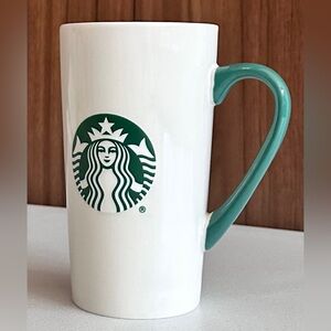 2020 Starbucks White Coffee Mug Tall 16 oz Green Handle & Siren Mermaid Logo